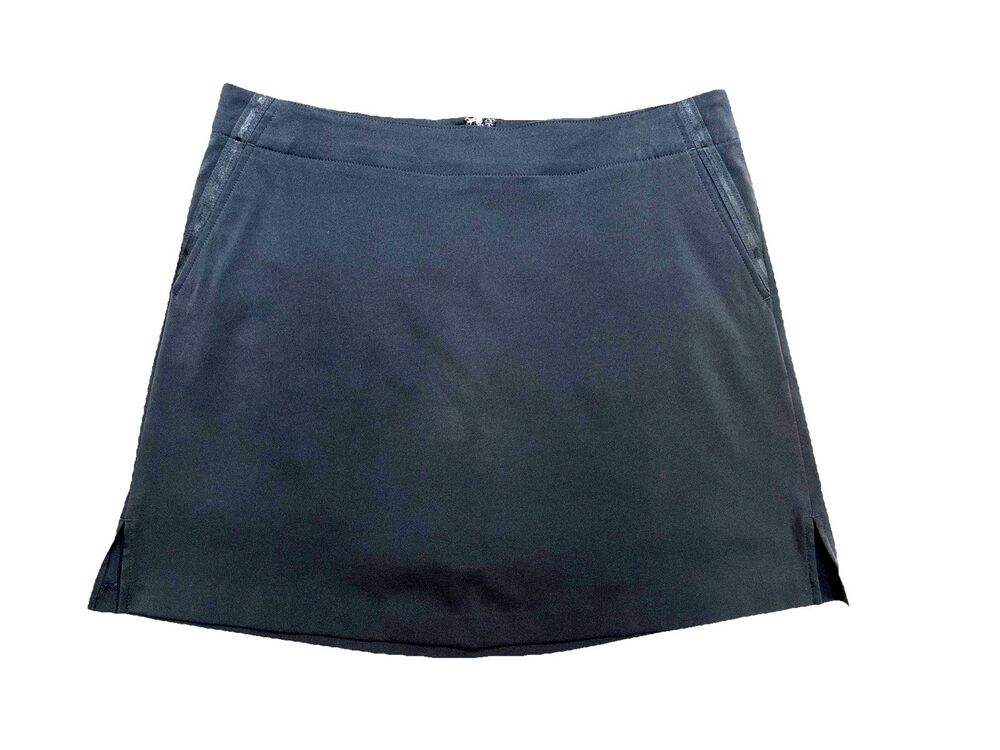 Lady Hagen Athletic Skort Skirt Golf Tennis Sz 8 Black Ribbon Detail Pockets Zip